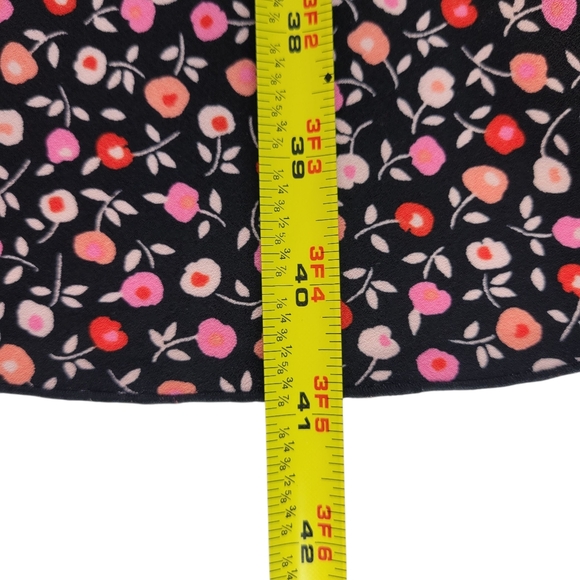 Talbots Midi Shift Dress Size 22W Floral Contrast Hem Ruffled Half Sleeves Bow - Picture 10 of 13